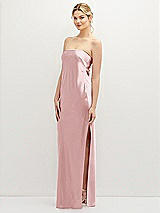 Alt View 1 Thumbnail - Ballet Pink Strapless Pull-On Satin Column Dress with Side Seam Slit