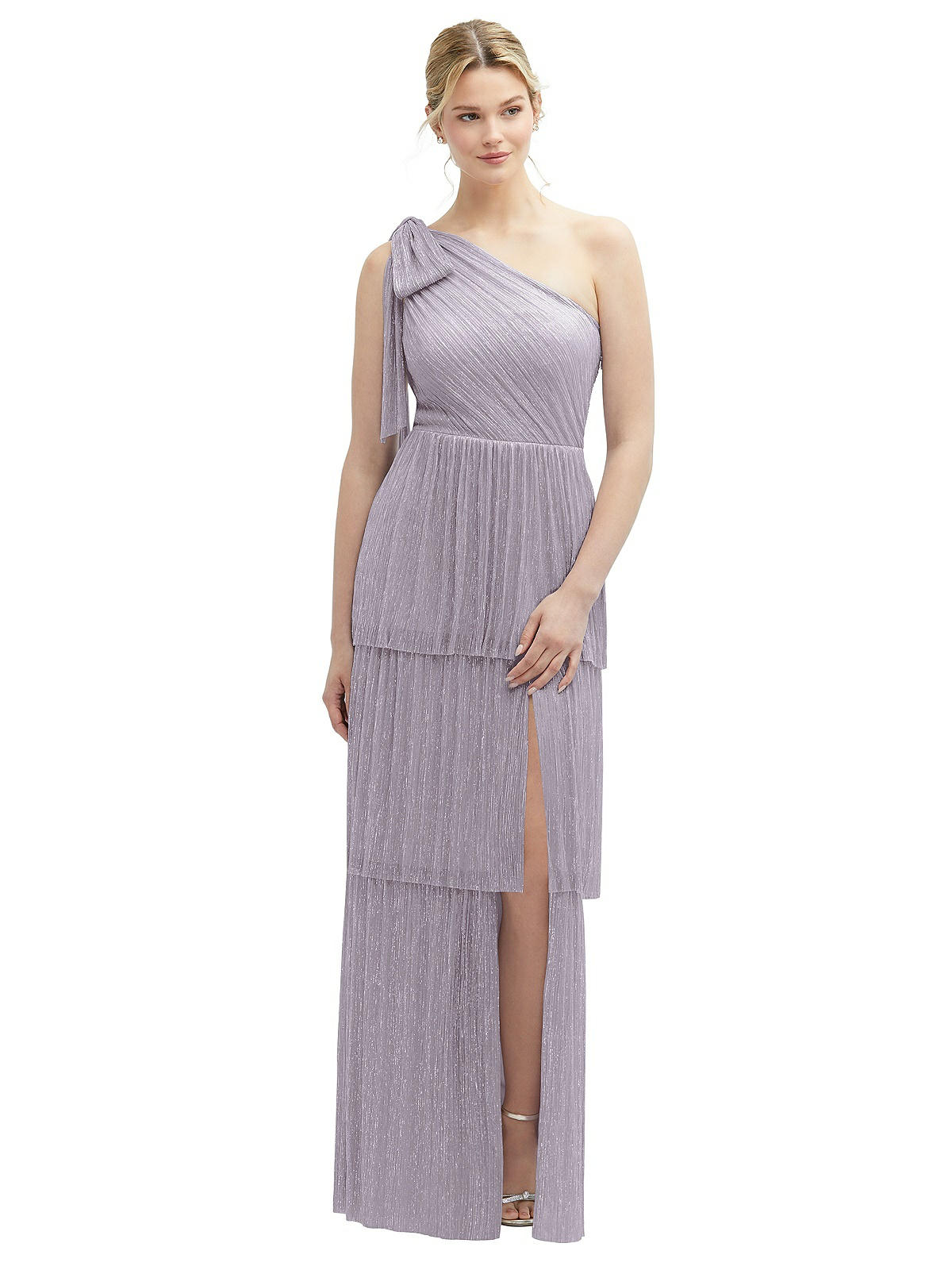 knee length dresses for ladies Samara Metallic Ruched Formal Dress