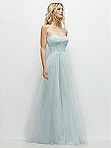 Side View Thumbnail - Mist Strapless Twist Cup Tulle Corset Dress with Full Maxi Skirt