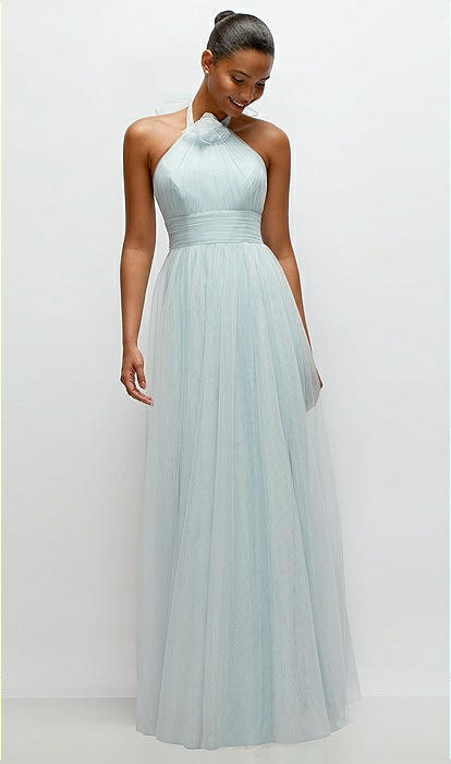 halter tulle dress NAVY Blue Halter Dress – Mesh Bodice with Tulle Skirt