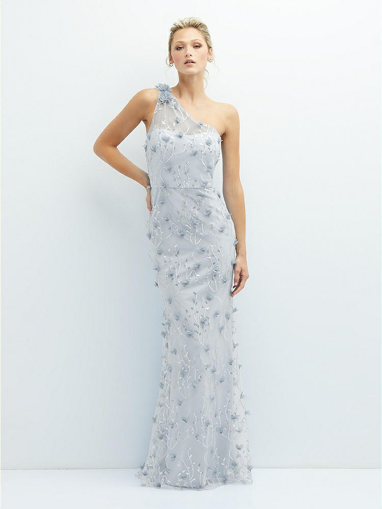 green emerald velvet dress Strapless 3D Floral Beaded Dupioni Gown In Ivory Blue Multi main image 0