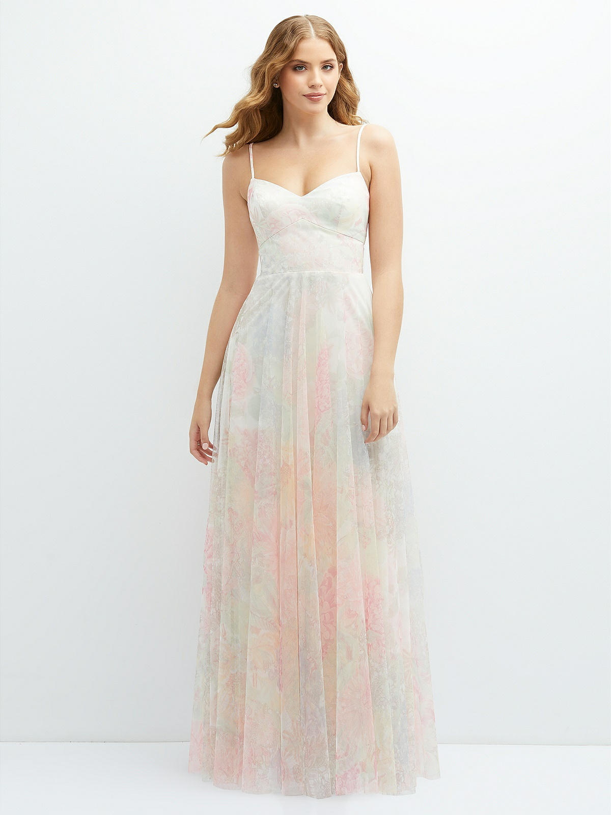 Romantic Floral Soft Tulle Maxi Bridesmaid Dress With Full Skirt In Rose  Romance | The Dessy Group