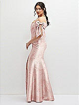 Side View Thumbnail - Bow And Blossom Print Off-the-Shoulder Bow Floral Satin Corset Dress with Fit and Flare Skirt