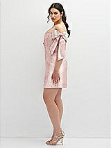 Alt View 3 Thumbnail - Bow And Blossom Print Floral Satin Off-the-Shoulder Bow Corset Fit and Flare Mini Dress