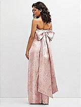 Rear View Thumbnail - Bow And Blossom Print Floral Strapless Draped Bodice Column Dress with Oversized Bow