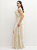 Side View Thumbnail - Butter Yellow Floral Soft Cowl-Neck A-Line Maxi Dress with Adjustable Straps