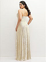 Rear View Thumbnail - Butter Yellow Floral Soft Cowl-Neck A-Line Maxi Dress with Adjustable Straps