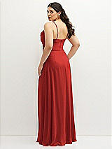 Rear View Thumbnail - Poppy Red Soft Cowl-Neck A-Line Maxi Dress with Adjustable Straps