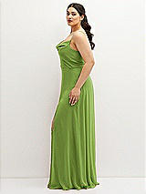 Side View Thumbnail - Peridot Green Soft Cowl-Neck A-Line Maxi Dress with Adjustable Straps