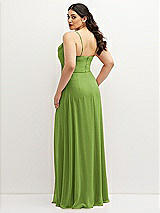 Rear View Thumbnail - Peridot Green Soft Cowl-Neck A-Line Maxi Dress with Adjustable Straps