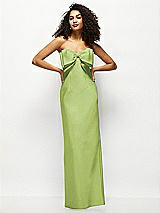 Alt View 1 Thumbnail - Mojito Strapless Satin Column Maxi Dress with Oversized Handcrafted Bow