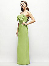 Alt View 3 Thumbnail - Mojito Strapless Satin Column Maxi Dress with Oversized Handcrafted Bow