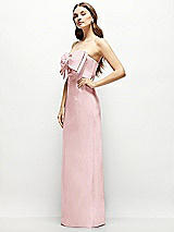 Alt View 3 Thumbnail - Ballet Pink Strapless Satin Column Maxi Dress with Oversized Handcrafted Bow