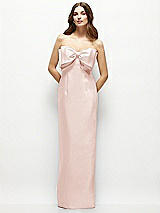 Alt View 2 Thumbnail - Blush Strapless Satin Column Maxi Dress with Oversized Handcrafted Bow