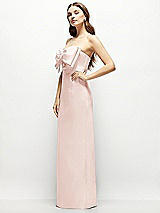 Alt View 3 Thumbnail - Blush Strapless Satin Column Maxi Dress with Oversized Handcrafted Bow