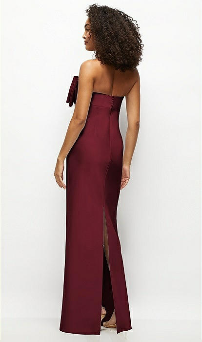 alfred sung strapless satin column mini dress with oversized bow Alfred Sung Women's Strapless Draped Bodice Column Dress with Oversized Bow