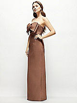 Alt View 3 Thumbnail - Cognac Strapless Satin Column Maxi Dress with Oversized Handcrafted Bow