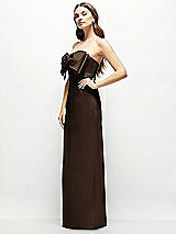 Alt View 3 Thumbnail - Espresso Strapless Satin Column Maxi Dress with Oversized Handcrafted Bow