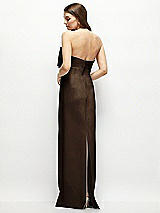 Alt View 4 Thumbnail - Espresso Strapless Satin Column Maxi Dress with Oversized Handcrafted Bow