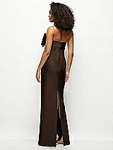 Rear View Thumbnail - Espresso Strapless Satin Column Maxi Dress with Oversized Handcrafted Bow