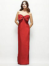 Alt View 2 Thumbnail - Poppy Red Strapless Satin Column Maxi Dress with Oversized Handcrafted Bow