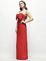 Alt View 3 Thumbnail - Poppy Red Strapless Satin Column Maxi Dress with Oversized Handcrafted Bow