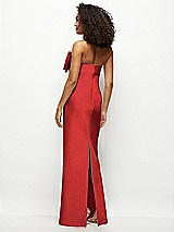 Rear View Thumbnail - Poppy Red Strapless Satin Column Maxi Dress with Oversized Handcrafted Bow