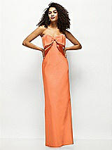 Alt View 1 Thumbnail - Portofino Orange Strapless Satin Column Maxi Dress with Oversized Handcrafted Bow