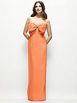 Alt View 2 Thumbnail - Portofino Orange Strapless Satin Column Maxi Dress with Oversized Handcrafted Bow