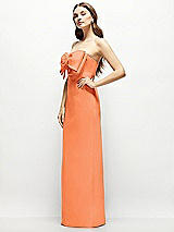 Alt View 3 Thumbnail - Portofino Orange Strapless Satin Column Maxi Dress with Oversized Handcrafted Bow
