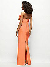 Rear View Thumbnail - Portofino Orange Strapless Satin Column Maxi Dress with Oversized Handcrafted Bow