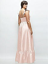 Alt View 3 Thumbnail - Blush Satin Corset Maxi Dress with Ruffle Straps & Skirt