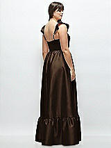 Alt View 3 Thumbnail - Espresso Satin Corset Maxi Dress with Ruffle Straps & Skirt