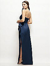 Alt View 3 Thumbnail - Midnight Navy Strapless Draped Skirt Satin Maxi Dress with Cascade Ruffle