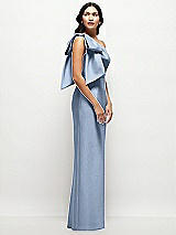 Side View Thumbnail - Cloudy Oversized Bow One-Shoulder Satin Column Maxi Dress