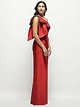 Side View Thumbnail - Poppy Red Oversized Bow One-Shoulder Satin Column Maxi Dress
