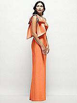 Side View Thumbnail - Portofino Orange Oversized Bow One-Shoulder Satin Column Maxi Dress