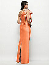 Rear View Thumbnail - Portofino Orange Oversized Bow One-Shoulder Satin Column Maxi Dress