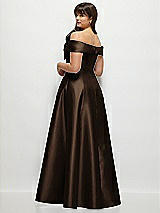 Alt View 2 Thumbnail - Espresso Asymmetrical Bow Off-Shoulder Satin Gown with Ballroom Skirt