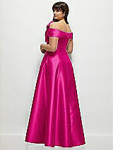 Alt View 2 Thumbnail - Think Pink Asymmetrical Bow Off-Shoulder Satin Gown with Ballroom Skirt
