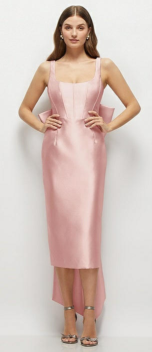 knee length dresses for ladies Soft Pink Cowl Neck Midi Trixie Dress