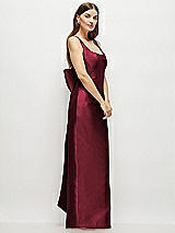 Side View Thumbnail - Cabernet Scoop Neck Corset Satin Maxi Dress with Floor-Length Bow Tails