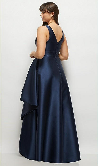 princess polly baby blue dress Navy Blue Beaded A-Line Evening Gown with Plunging V-Neckline main image 1