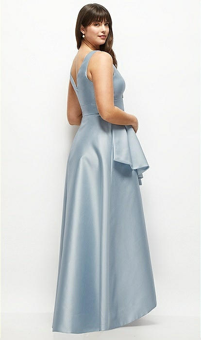 Beaded Floral Bodice Satin Maxi Bridesmaid Dress With Layered Balldress  Skirt In Mist | The Dessy Group