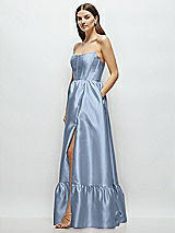 Side View Thumbnail - Cloudy Strapless Cat-Eye Boned Bodice Maxi Dress with Ruffle Hem