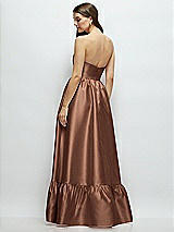 Rear View Thumbnail - Cognac Strapless Cat-Eye Boned Bodice Maxi Dress with Ruffle Hem