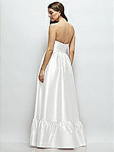 Rear View Thumbnail - White Strapless Cat-Eye Boned Bodice Maxi Dress with Ruffle Hem