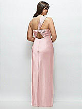 Alt View 3 Thumbnail - Ballet Pink Satin Twist Bandeau One-Shoulder Bias Maxi Dress
