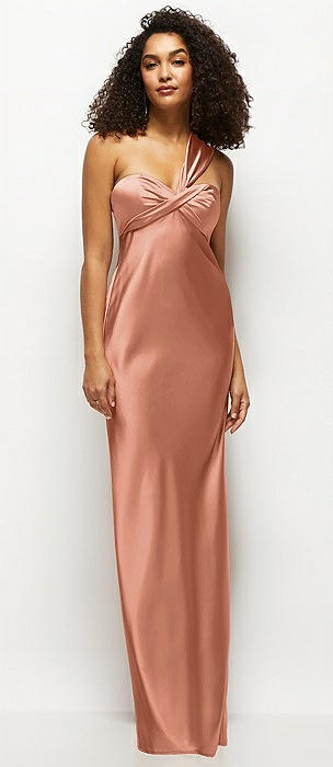 slim fit dress slacks Halter Mini Dress with Rose Gold Buttons main image 1