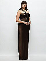 Alt View 2 Thumbnail - Espresso Satin Twist Bandeau One-Shoulder Bias Maxi Dress